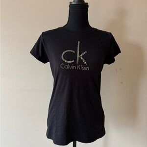 Calvin Klein Black Tee with Gold Accents